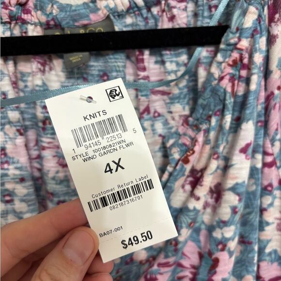 NWT Style & Co. Floral Flowy Cotton Modal Blouse - Size 4X - Picture 4 of 6